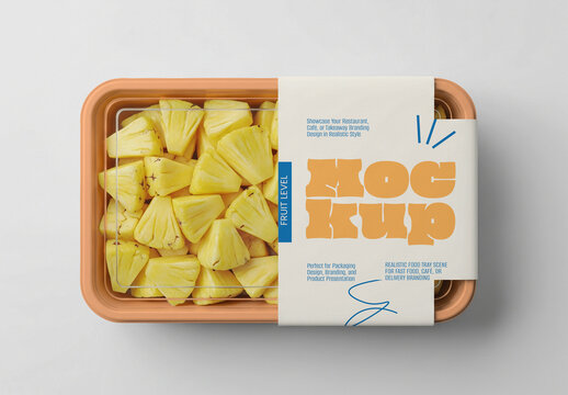 Pineapple Pckaging Mockup in Plastic Container
