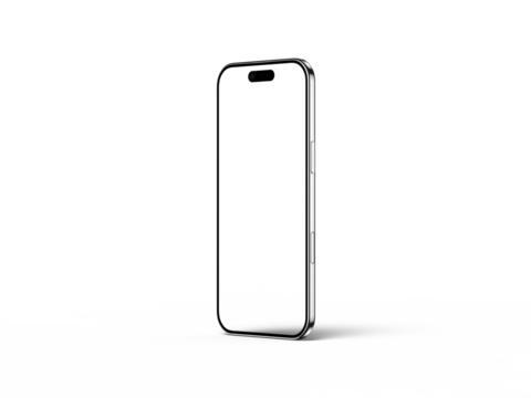 Smartphone Transparent PNG Image with Realistic Shadow | Blank template for mockup

