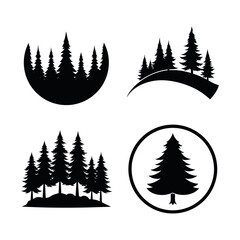 Pine trees forest vector silhouettes collection nature designs