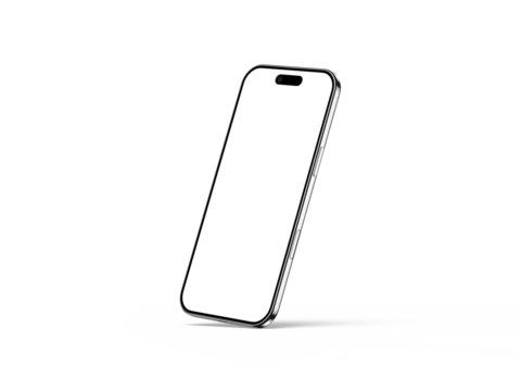 Smartphone Transparent PNG Image with Realistic Shadow | Blank template for mockup
