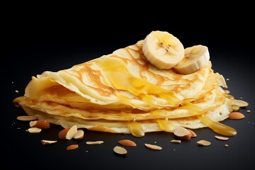 Folded Crepe with Banana Slices and Almonds (3).png, Folded Crepe with Banana Slices and Almonds 