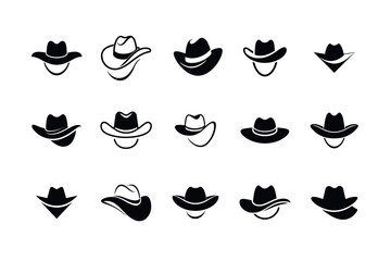 Minimalist cowboy hat vector icon collection for western designs