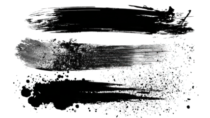 Abstract brush strokes in varying textures and patterns, showcasing artistic elements with a mix of splatters and smooth lines.