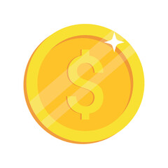 Gold coin with dollar sign vector illustration isolated on transparent background.