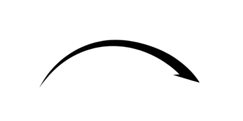 A curved arrow pointing right, designed with a simple line style.