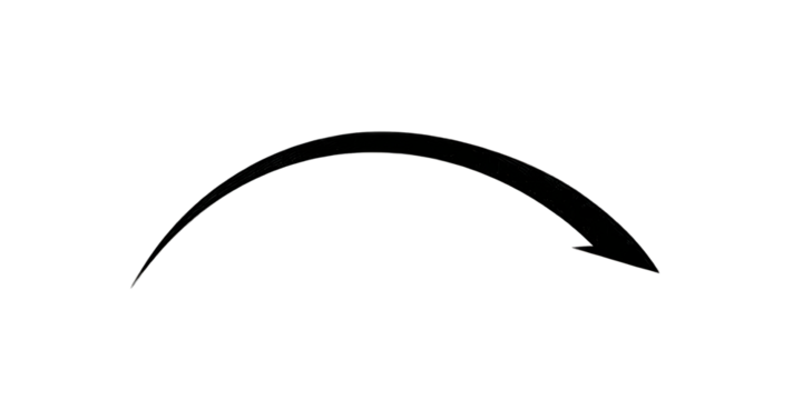 A curved arrow pointing right, designed with a simple line style.