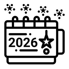 icon calendar page turning with style outline