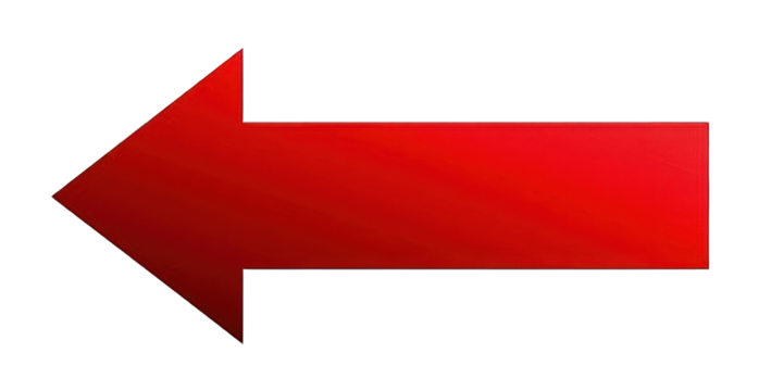 A bold red arrow pointing left, symbolizing direction or movement.