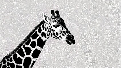 Monochromatic Giraffe Portrait with Textured Background.