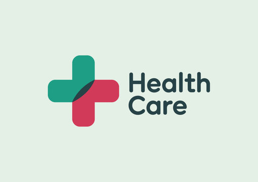 This image showcases a modern healthcare logo with a colorful cross design, representing health, wellness, and medical services in a clean and professional style. - Powered by Adobe