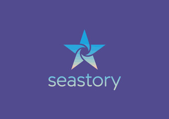 A sleek and modern logo design featuring a star and wave elements, representing stories of the sea, perfect for a nautical brand or business.