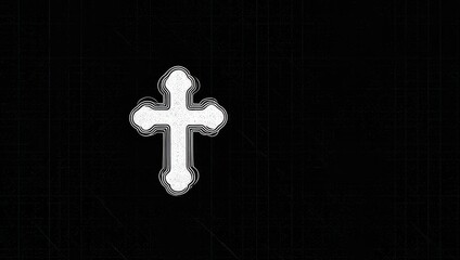 Illuminated Cross Symbol on Black Background - Faith and Spirituality.