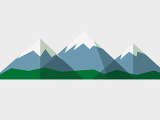 A stylized geometric representation of a majestic mountain range featuring abstract shapes and hues, capturing the essence of nature's beauty in a modern art style.