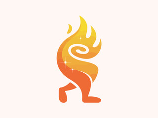 An eye-catching logo illustrating a figure walking, represented by a flame design. This conveys motion, energy, and vitality, ideal for fitness or motivational brands.