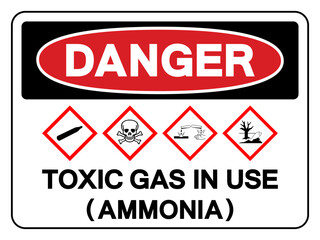 Danger Toxic Gas In Use Ammonia Symbol Sign, Vector Illustration, Isolate On White Background, Label.EPS10