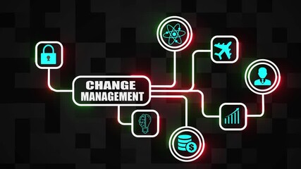 Glowing project management button in German on a futuristic, wave technology on black background digital interface connection and communication concept - Powered by Adobe