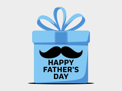 A festive gift box adorned with a stylish mustache and a celebratory message, ideal for expressing love and appreciation on Father's Day with a unique design touch.