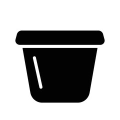 Simple Black Glyph Icon of a Tapered Container or Pot