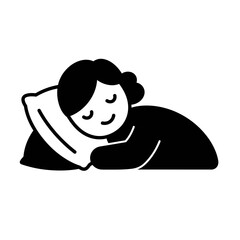 Person Sleeping Soundly on Pillow Icon - Relaxation and Rest Symbol