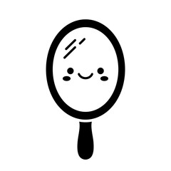 Kawaii Hand Mirror Icon Illustration