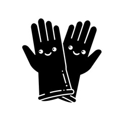 Cute Smiling Rubber Cleaning Gloves Glyph Icon