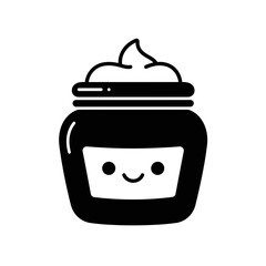 Cute Glyph Icon of Cream Jar with Kawaii Smiling Face
