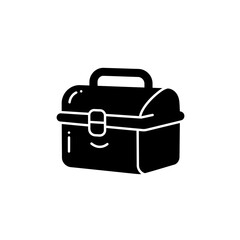 Portable lunch box container silhouette icon with handle and latch.