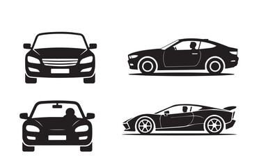 Car Silhouette Vector Icon. Vehicle, Automobile, Transportation, Modern Sedan Design.