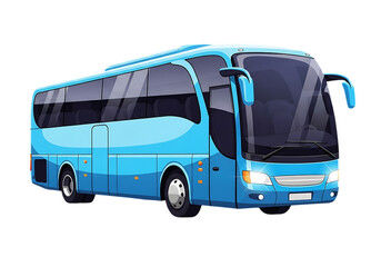Modern Blue Tour Bus Illustration for Transportation and Travel Concepts