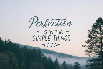 Inspiring quote about Perfection with a peaceful landscape