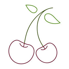 Twin Cherry Line Drawing