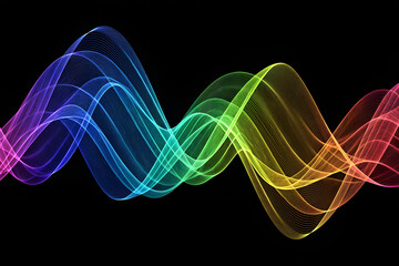 Colorful Sine Wave Overlay – Gradient Waveforms on Black Background for Signal and Art