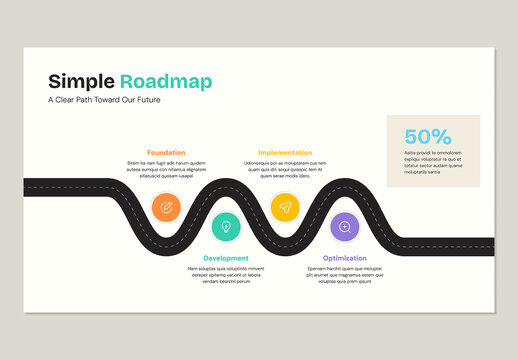 Simple Roadmap Infographic Template for Business Project Strategy