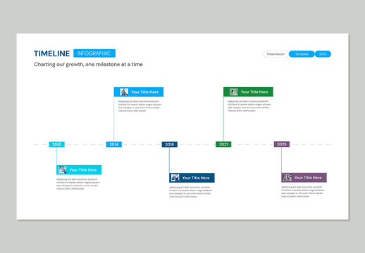 Vertical Line Timeline Infographic Template for Business Presentation Milestones