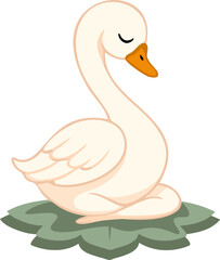 Elegant Swan in Yoga Meditation Pose — Luxury Wellness Vector Illustration of Mindful Balance and Grace