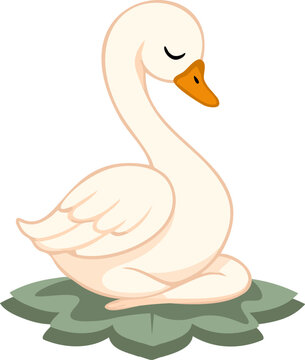 Elegant Swan in Yoga Meditation Pose &mdash; Luxury Wellness Vector Illustration of Mindful Balance and Grace