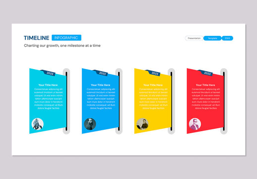 Modern Colorful Vertical Timeline Infographic Design with 4 Steps Business Process Flow