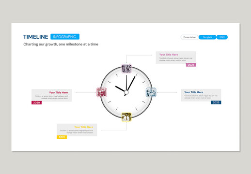 Creative Timeline Infographic Design with 4 Steps Milestones and Business History