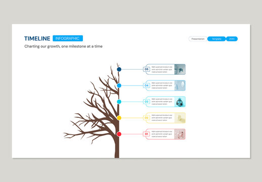 5 Steps Vertical Tree Timeline Infographic of Business Growth and History