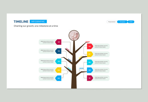 Business Growth Tree Timeline Infographic with 10 Steps and Milestones