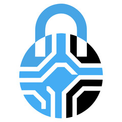 Digital padlock formed by quantum chip logo