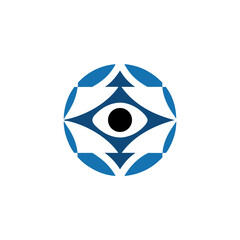 Glowing eye with surveillance grid lines