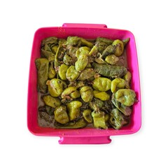 Indonesia Style Cooked Green Peppers or Green Chili Stir-Fry