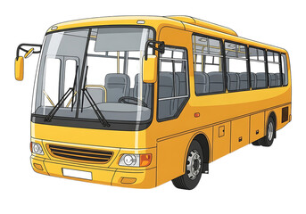 Vibrant Yellow Bus Illustration for Transportation and Travel Themes Imagery