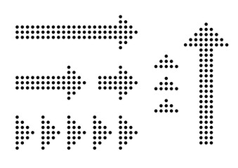 幾何学的なドットでできたモノクロ矢印のセット
