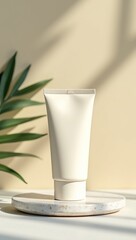 Biodegradable Cosmetic Tube Standing on Stone Tray Minimal Eco Spa Mock Up