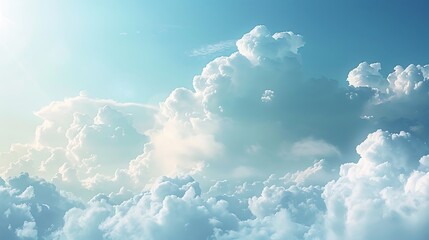 A view of cumulus formations against a bright cerulean atmosphere at daytime