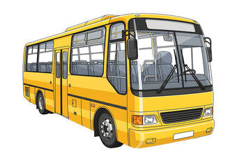 Vibrant Yellow City Bus Public Transportation Vector Illustration Graphic Resource