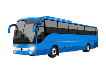 Modern Blue Tour Bus Illustration for Transportation and Travel Concepts