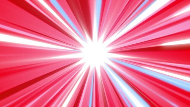 Dynamic red and white light streaks radiating outward creating a vibrant energetic background for modern presentations and futuristic designs